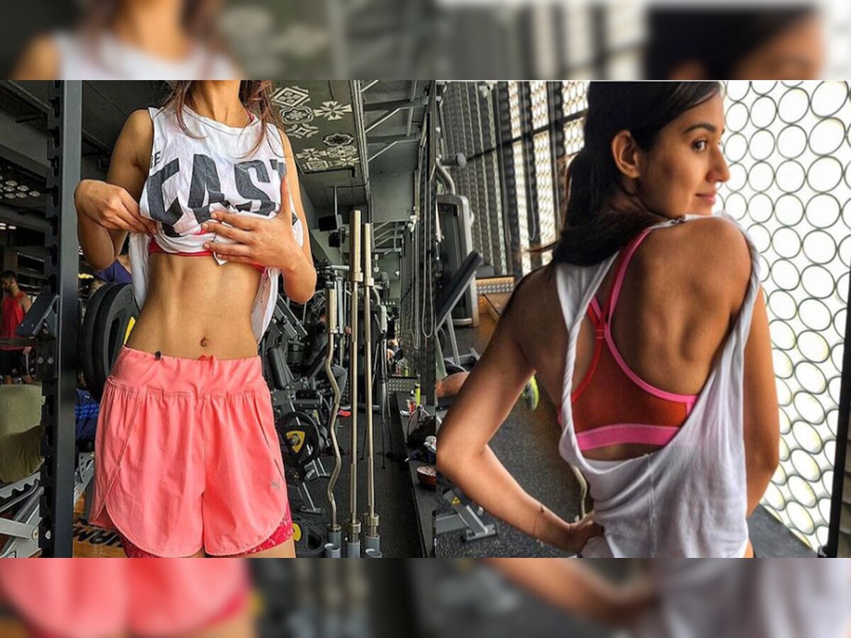 Disha Patani Stylish Gym Look Actress Flaunts Curvy Figure In Sports Bra With Shorts To Skin