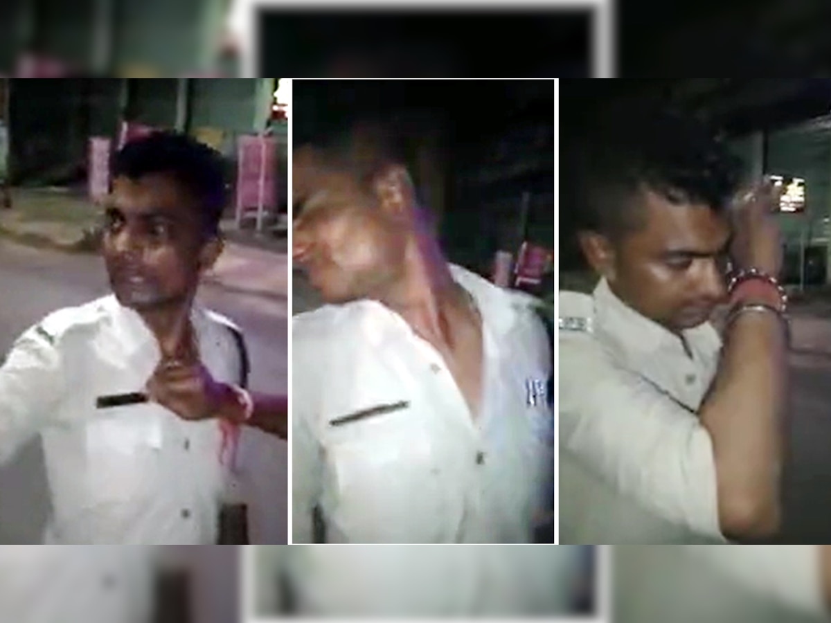 पुल‍िसकर्मी को मह‍िला ने जड़ा थप्‍पड़. 