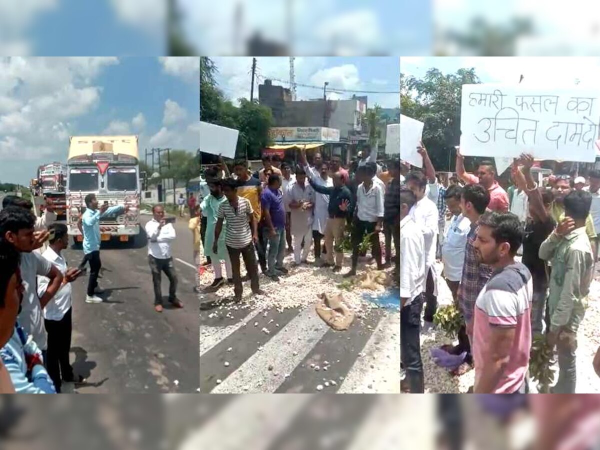 Madhya Pradesh: लहसुन किसानों का आंदोलन, सड़कों पर बोरियां फेंक किया चक्काजाम