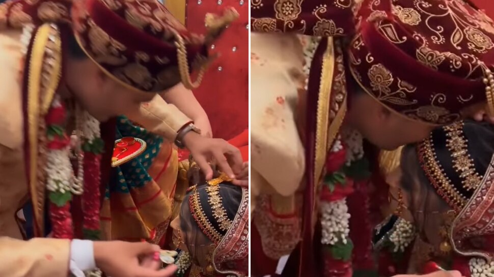 Bride Groom Video Dulha Kissing Dulhan Forehead During Phera Ceremony In Wedding Bride Groom