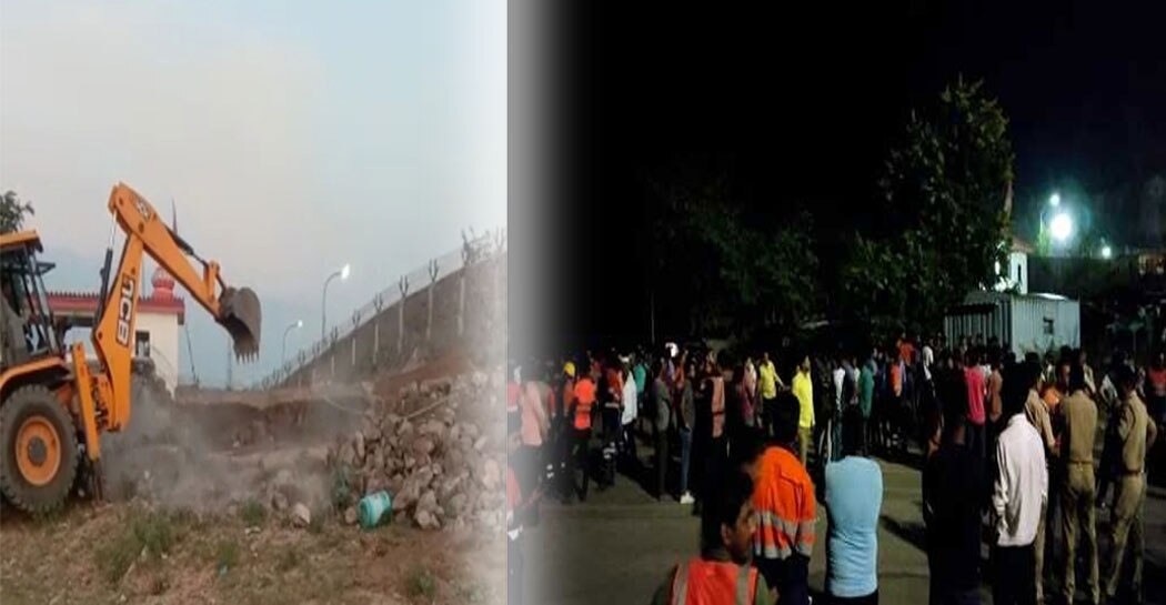 Rajsamand : मंदिर के पास बनी दीवार तोड़ने से गर्माया माहौल, पुलिस के जवान तैनात