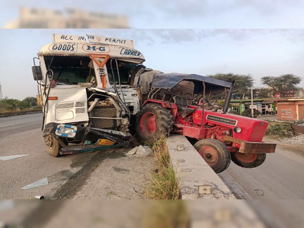 बहरोड़ः ट्रैक्टर-ट्रॉली और ट्रक में जबरदस्त भिड़ंत, ट्रैक्टर चालक की हुई मौत