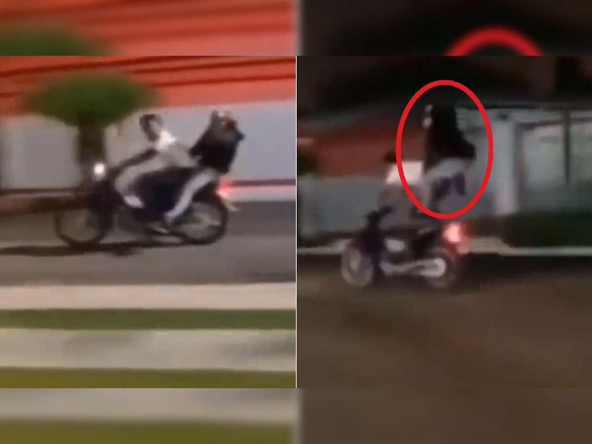Stunts: चलती बाइक पर 4 फीट तक हवा में उछली लड़की और फिर..., देखें हैरान कर देने वाला वीडियो