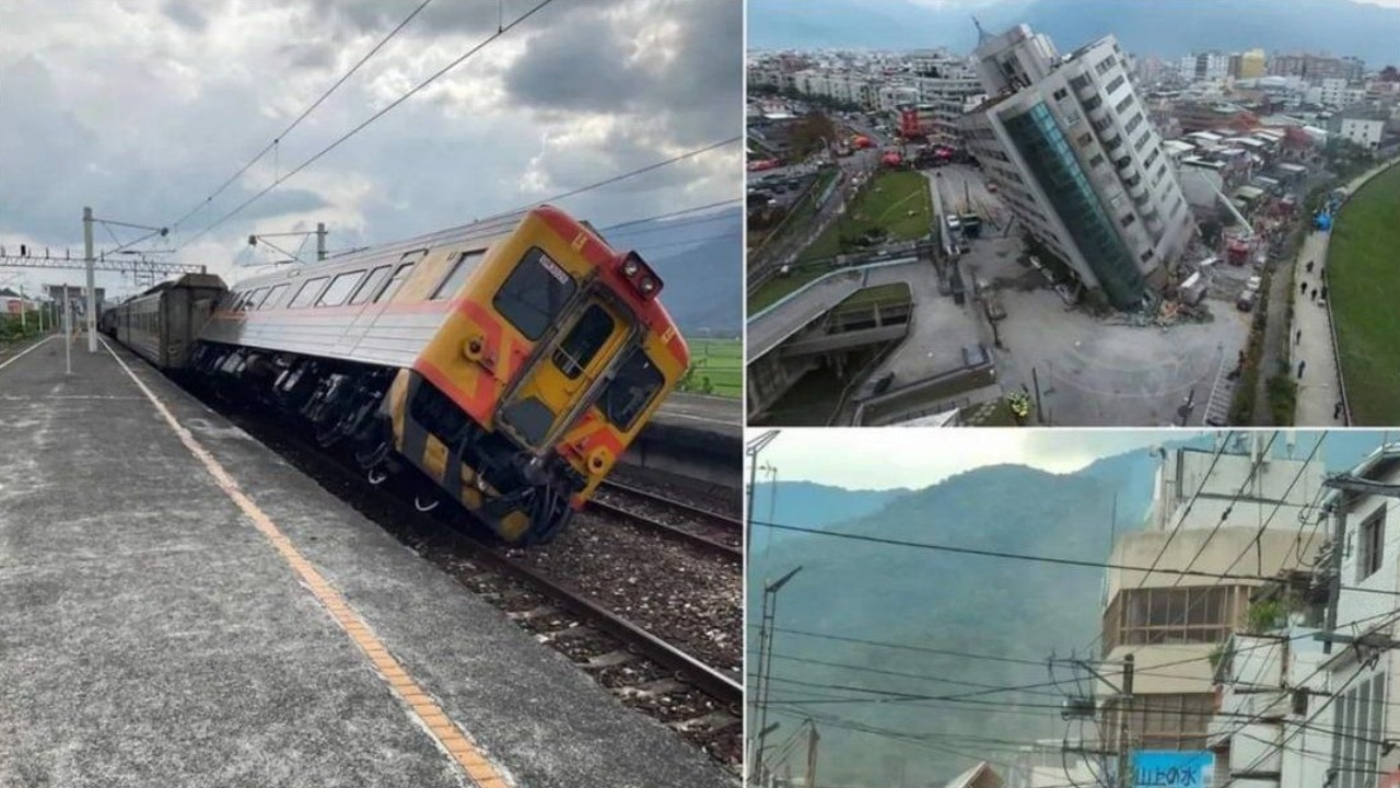 ताइवान में भूकंप से तबाही: पटरी से उतरी ट्रेन, हिला कर रख देंगी बर्बादी की ये तस्वीरें