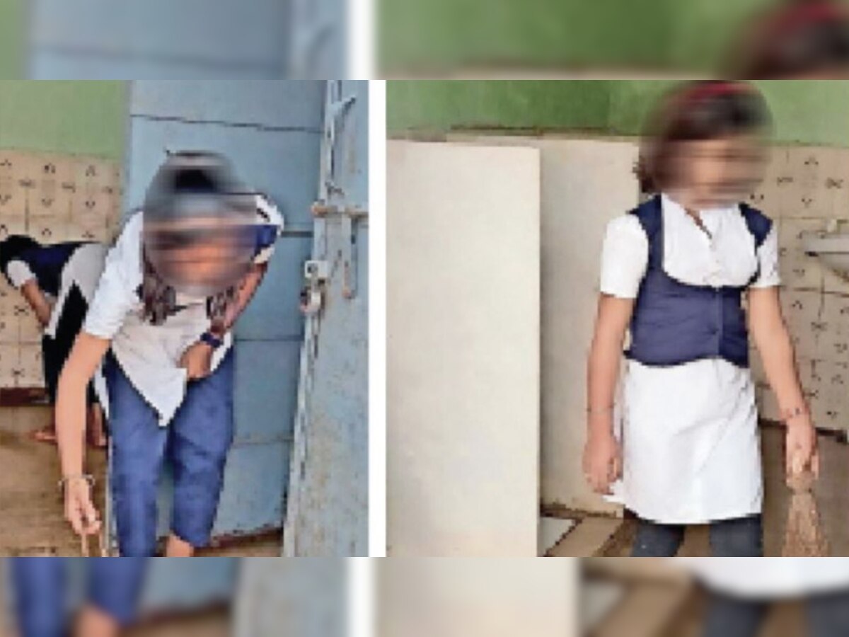 Government School में टॉयलेट साफ करती हुई दिखीं लड़कियां, तस्वीरों ने लोगों के उड़ाए होश