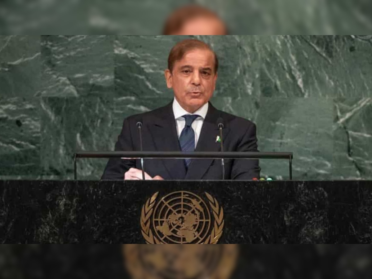 यूएन में बोलते हुए पाकिस्तानी पीएम शहबाज शरीफ