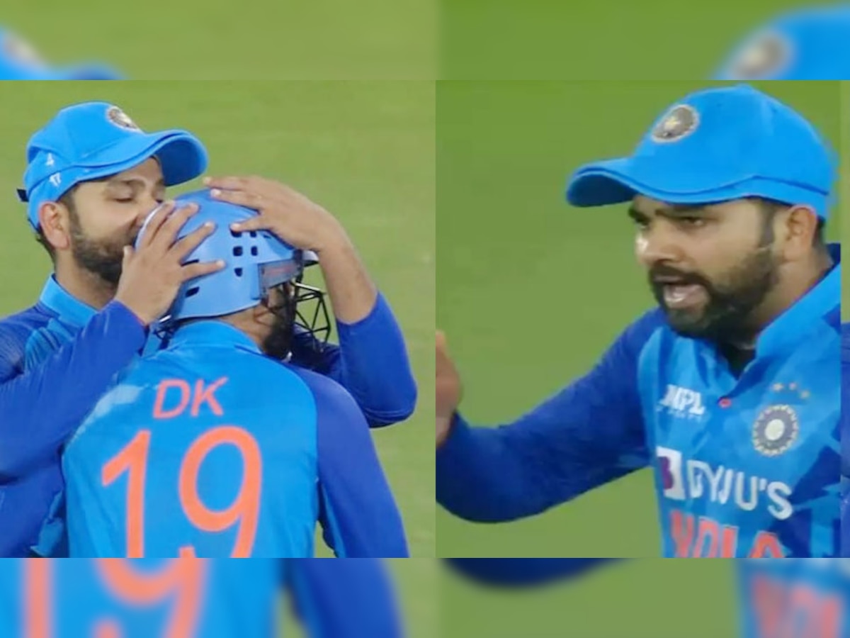 Rohit Sharma: लाइव मैच में कप्तान रोहित को दिनेश कार्तिक के ऊपर अचानक आया गुस्सा, फिर एकदम से किया 'KISS'