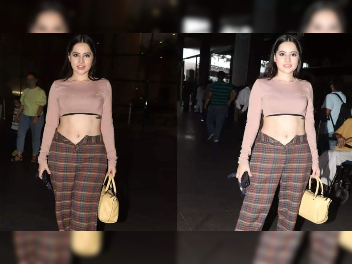 Urfi Javed open button of pant goes braless saree on bralette expose breast  semi nude urfi boldness worst look  कभी ब्रालेट पर साड़ी तो कभी खोल दिए  बटन.. जब Urfi की