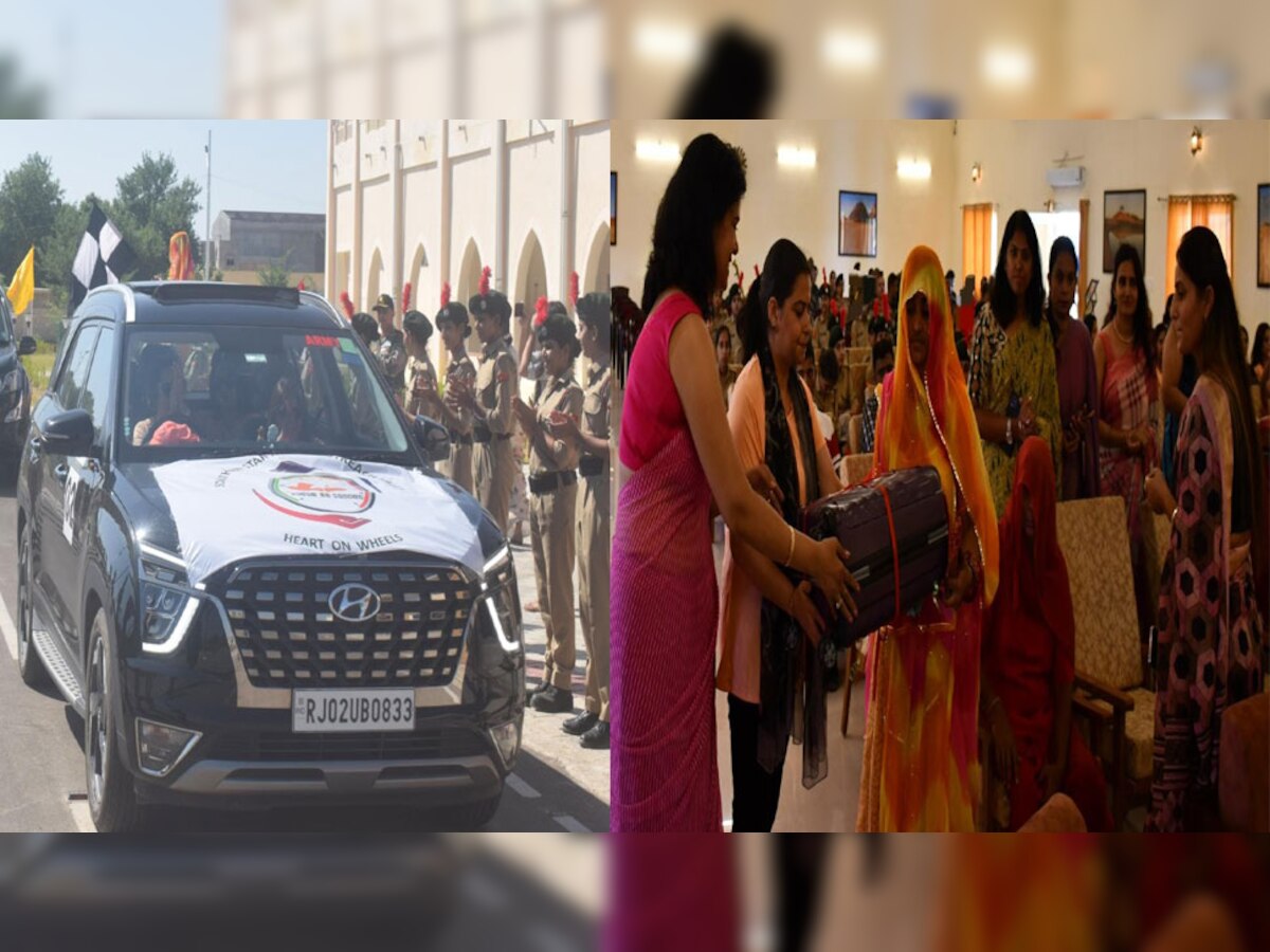 सैन्य अधिकारियो की पत्नियों द्वारा आयोजित महिला कार रैली का जैसलमेर शहर में हुआ स्वागत.