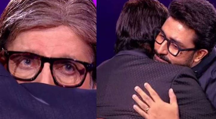 &#039;KBC 14&#039; के सेट पर नम हुईं बिग बी की आंखें, अभिषेक बच्चन को देख छलक पड़े आंसू