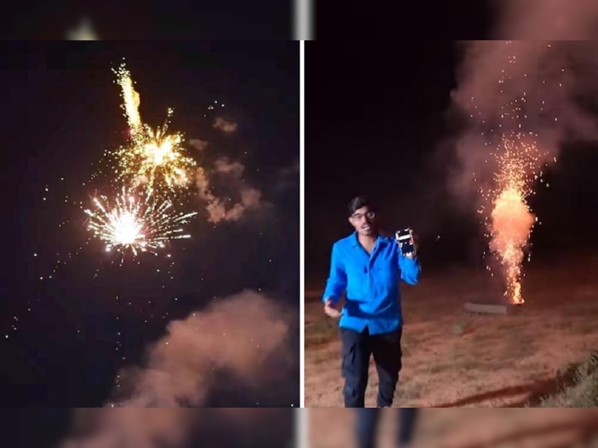 Firecrackers: 'रात में दिन कर दिया' लड़के ने एक साथ आसमान में फोड़ दिए एक हजार पटाखे