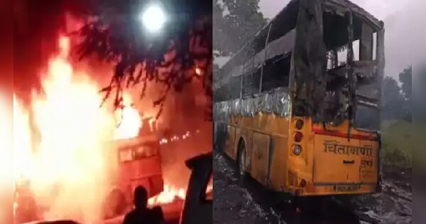 Nashik Bus Accident Bus catches fire after colliding with truck 11 ...