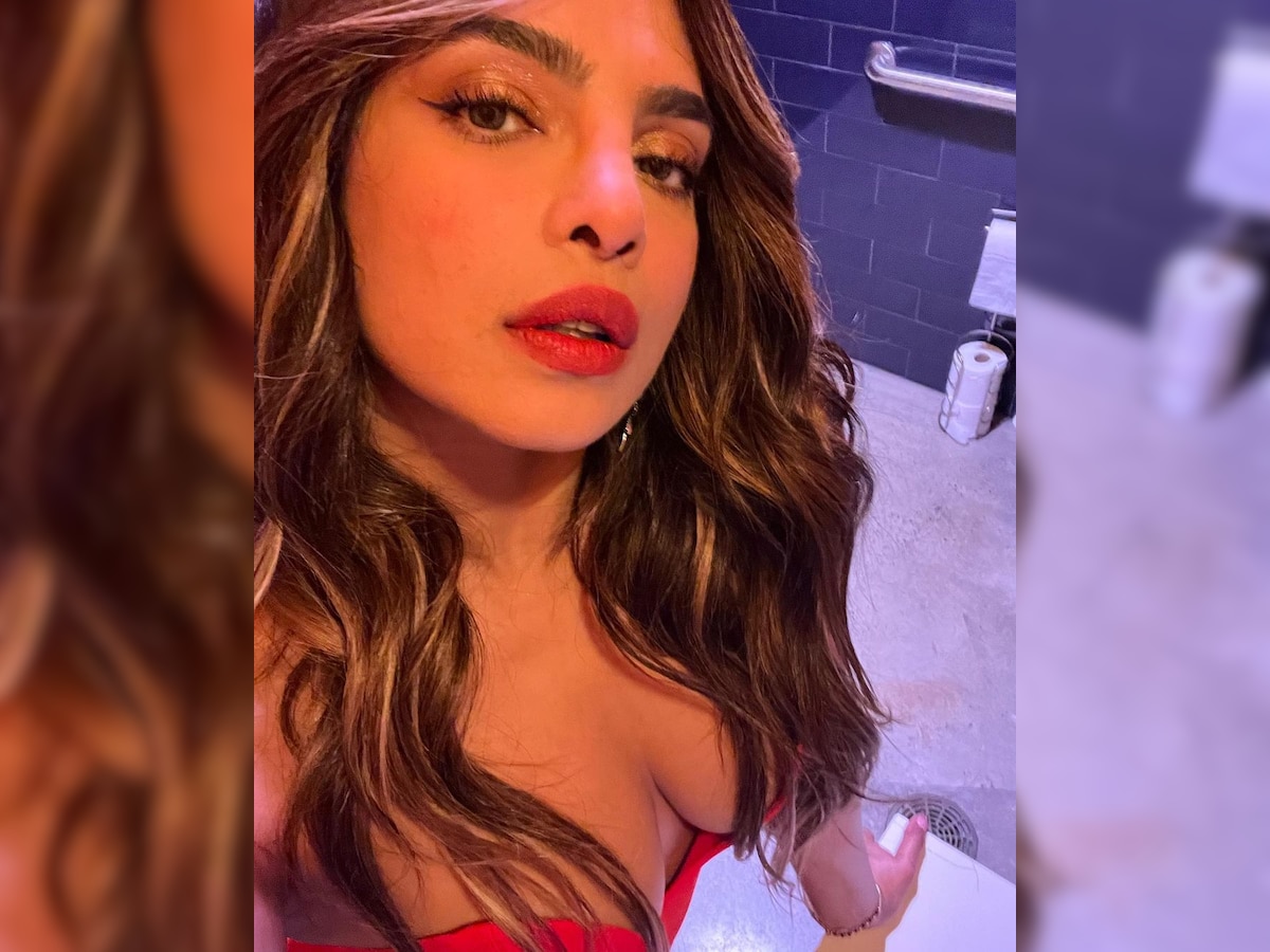 Sexy Priyanka Chopra Hottest Look Ever Wear Red Off Shoulder Too Much Tight Dress Shows Full