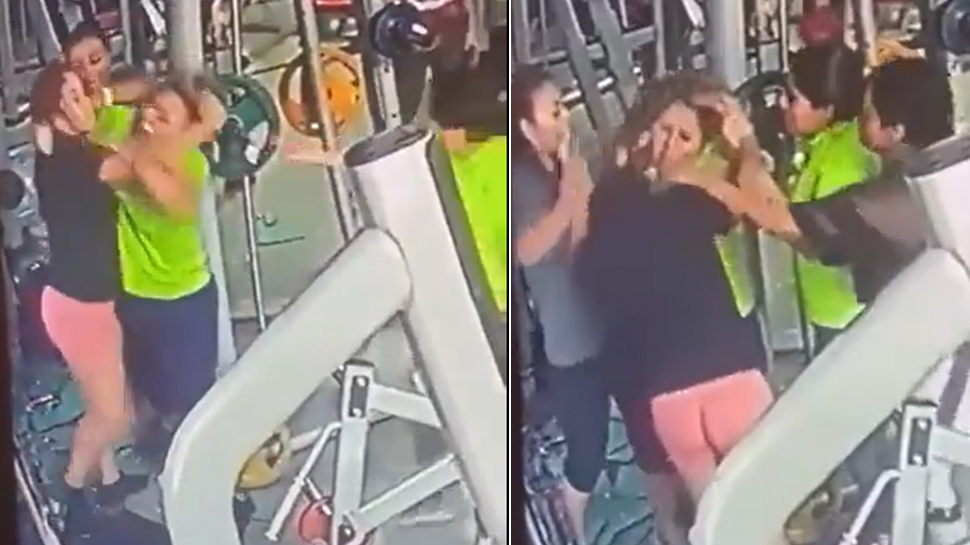 two women clashes in the gym fight over gym equipment CCTV footage ...