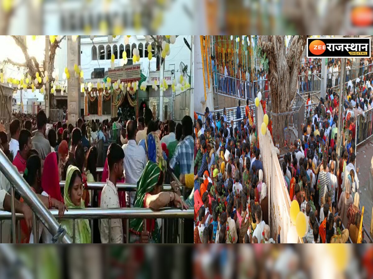 दांतारामगढ़ः तिलक श्रृंगार के बाद बाबा श्याम मंदिर के खुले पट, श्रद्धालुओं का उमड़ा सैलाब