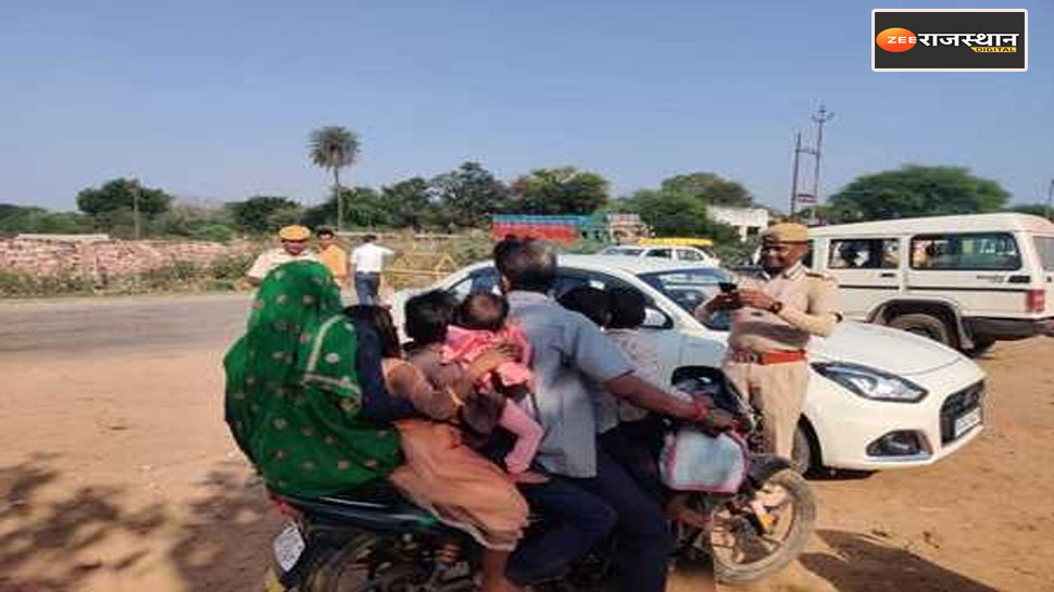 Violates Traffic Rules: एक बाइक पर 7 सवार, पुलिस ने कहा- बाइक पर नहीं, परिवार पर रहम कीजिए