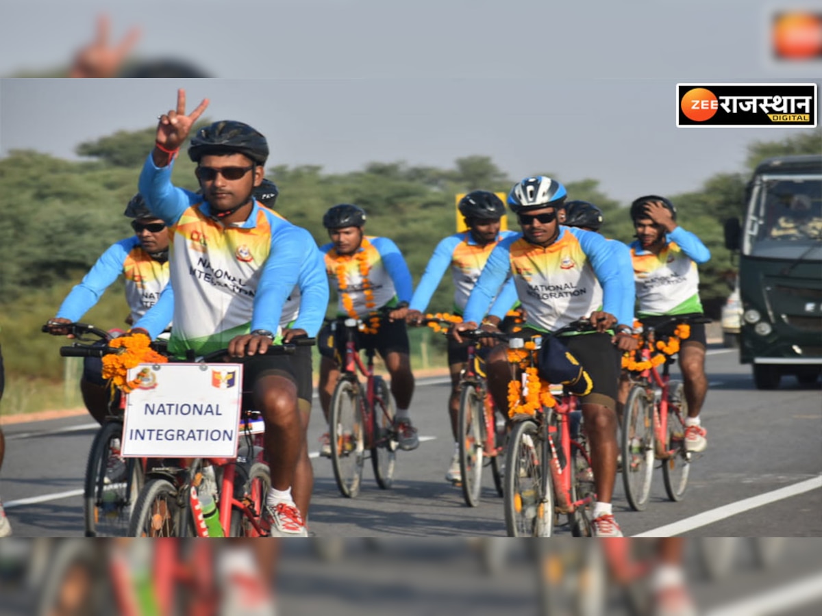 साइकिल पर 2 हजार किमी की यात्रा पर 18 जवान, जम्मू से जैसलमेर तक दे रहे देशभक्ति और नशा मुक्ति का संदेश