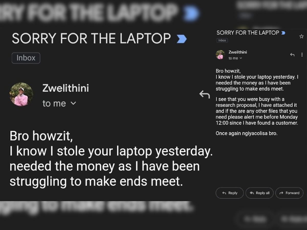 Laptop चोरी करने के बाद चोर ने भेजा EMAIL, लिखी ऐसी 'अजीब' बात पढ़कर हैरान रह गए सभी