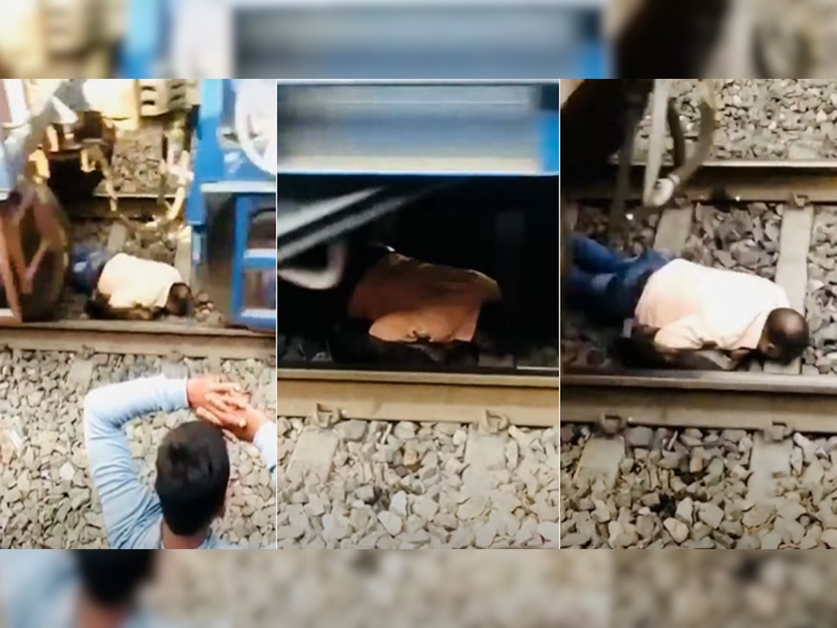 Railways: पटरियों को पार करके प्लेटफॉर्म पर जा रहा था शख्स, अचानक आई ट्रेन.., देखें वायरल Video