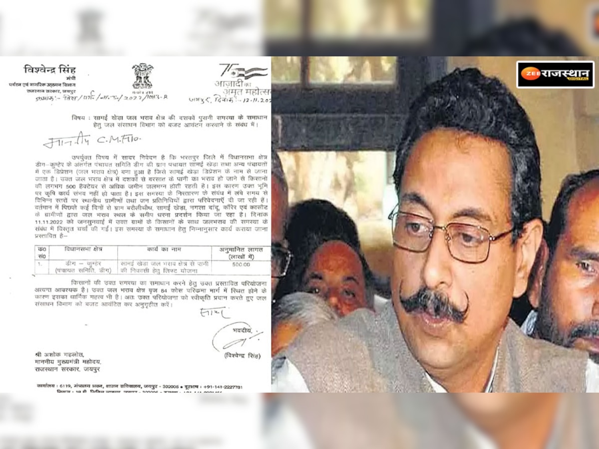 आखिर क्यों CM गहलोत को चिट्ठी लिखकर पर्यटन मंत्री विश्वेन्द्र सिंह ने मांगे 5 करोड़ 