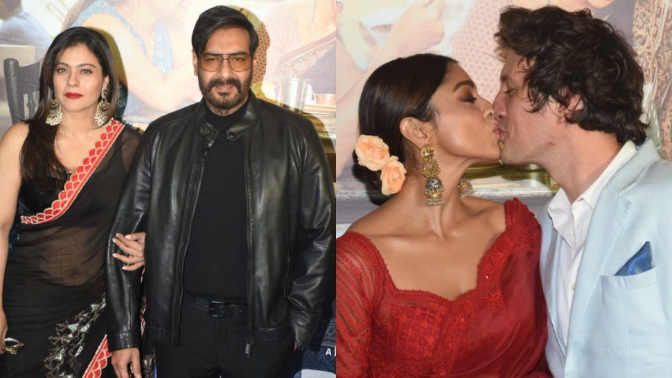Drishyam 2 grand Premiere Shriya Saran liplock on red carpet with husband  Ajay Devgn Kajol Tabu spotted together | Drishyam 2 के प्रीमियर में Shriya  Saran ने किया खुलेआम लिपलॉक, देखते रह गए सेलेब्स