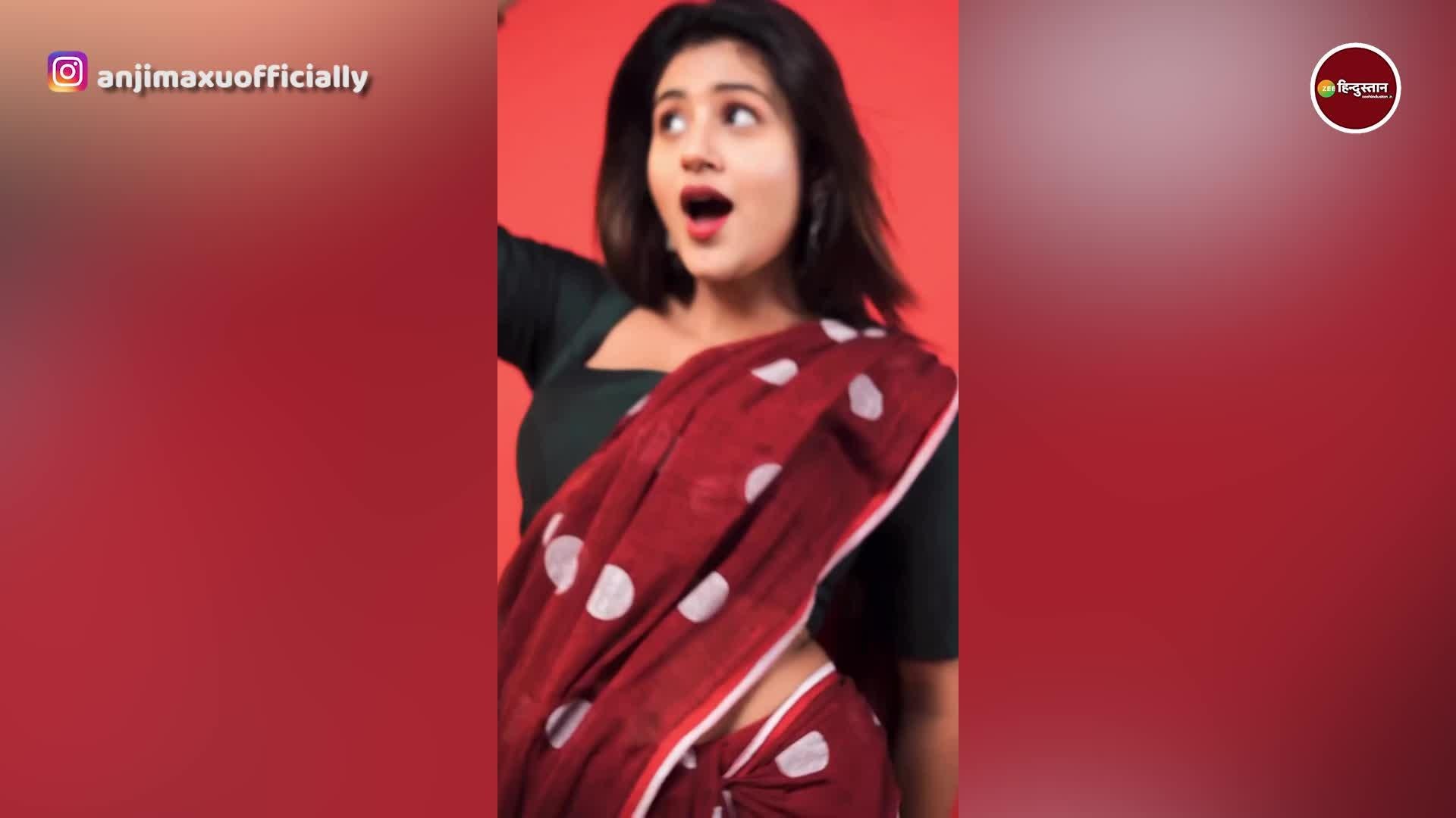 viral video of anjali arora doing hot dance in red saree अंजलि अरोड़ा