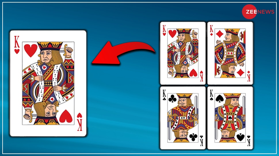 four kings in deck of playing cards but why 3 of them have mustaches