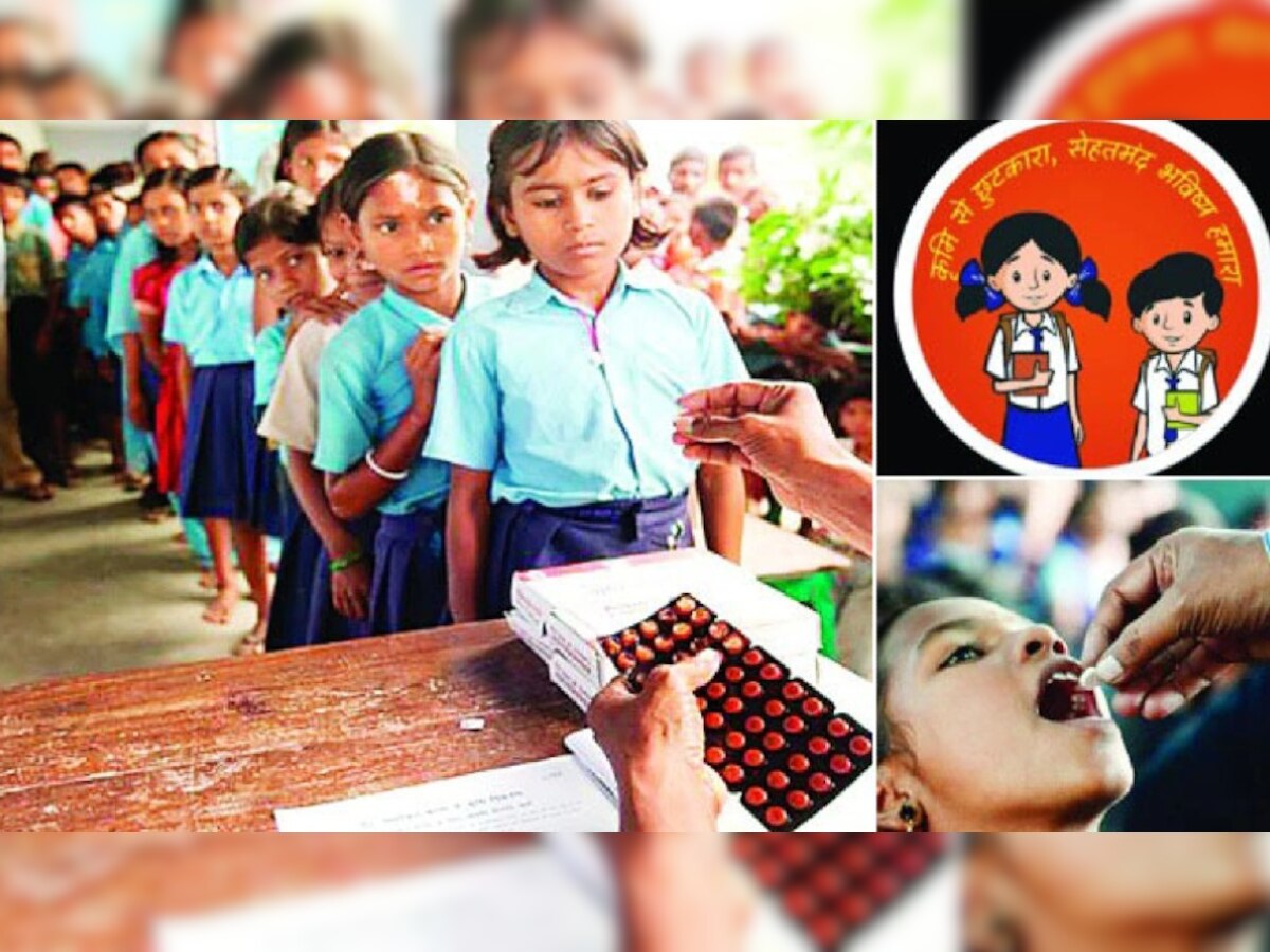 बिलासपुर में 'राष्ट्रीय कृमि मुक्ति दिवस' के मौके पर बच्चों को दी जा रहीं एल्बेंडाजोल की गोलियां
