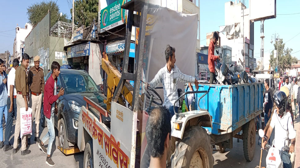 शाहपुरा में बस स्टैंड, पिपली तिराहा और नीमकाथाना रोड से पालिका ने हटाया अतिक्रमण
