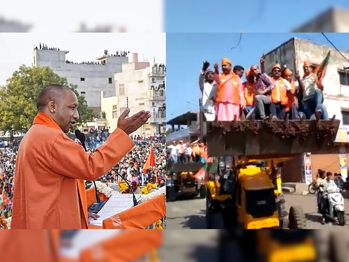 गुजरात में CM योगी ने किया रोड़ शो, दिखे बुलडोजर और माफिया के पतन की कहानी 