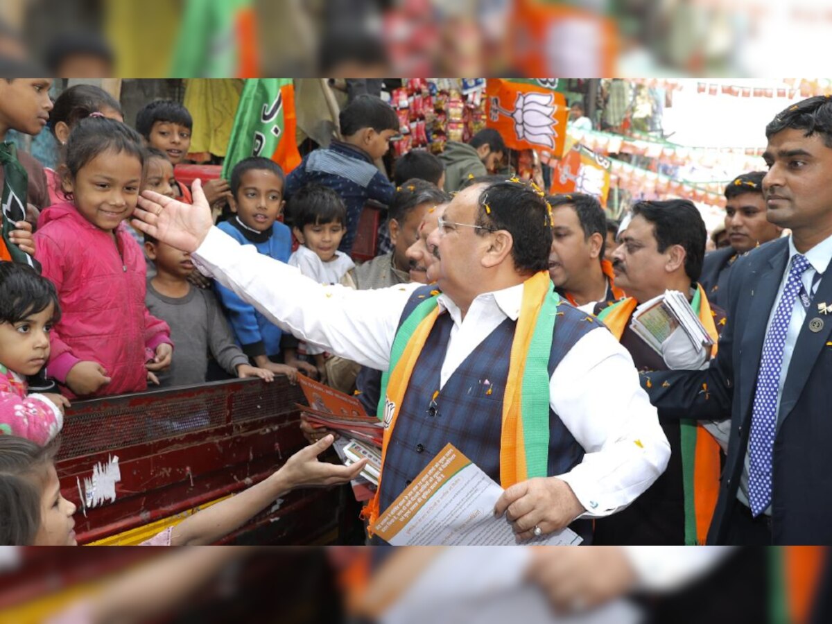BJP अध्यक्ष जेपी नड्डा ने दर-दर जाकर मांगे वोट, मतदाताओं को बताए पार्टी के संकल्प  