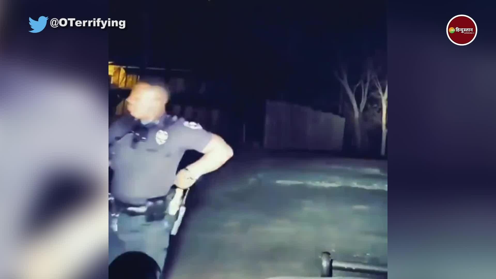 shocking video of policeman gets scared by mountain lion scream ...