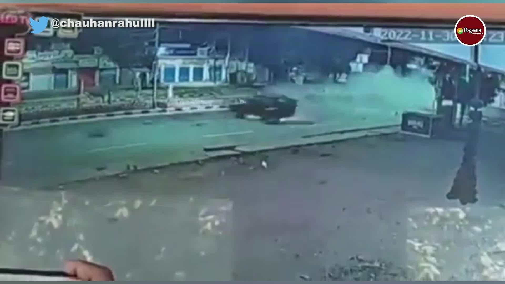 CCTV Viral video of mahindra thar accident in Jodhpur Rajasthan जब