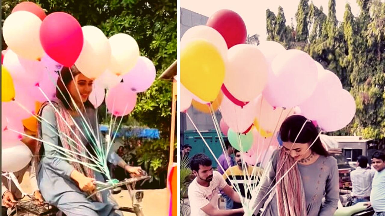 Video: तेजस्वी प्रकाश बनीं गुब्बारेवाली, मजेदार अंदाज में चलाई साइकिल