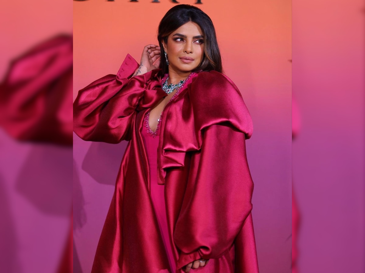 Braless Priyanka Chopra Jonas Exposes Breasts In Deep Neckline Pink Gown Fans Cannot Stop