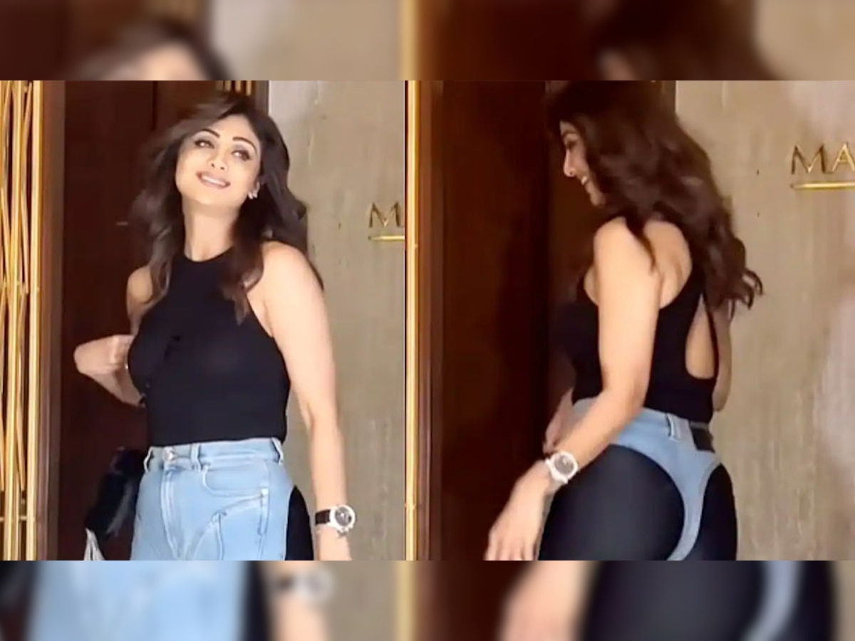 Shilpa Shetty massively trolled wear tight jeans with black bikini like  design on the ass grab ugly attention | Shilpa Shetty पर ट्रोलर्स का वार!  अजीबोगरीब जीन्स देख बोले- बिकिनी में कपड़ा