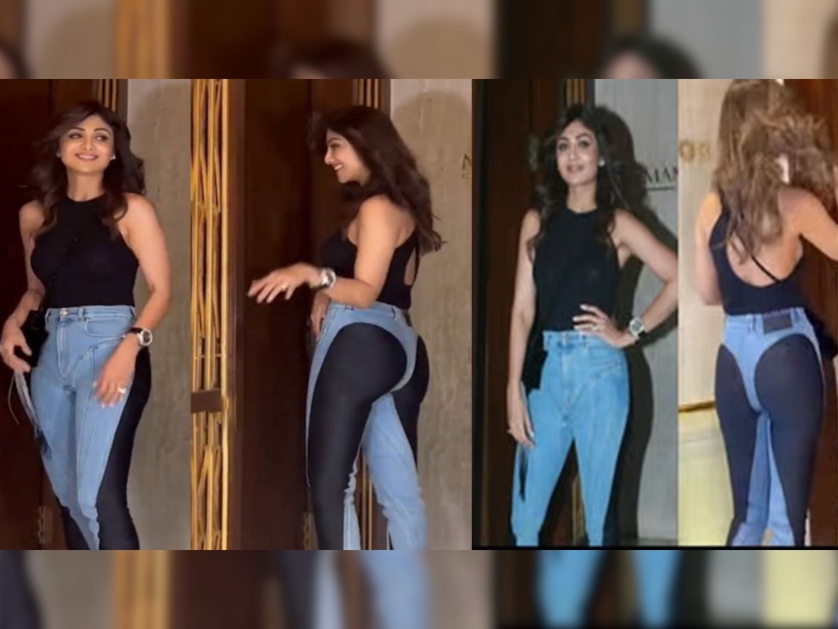 Shilpa Shetty massively trolled wear tight jeans with black bikini like  design on the ass grab ugly attention | Shilpa Shetty पर ट्रोलर्स का वार!  अजीबोगरीब जीन्स देख बोले- बिकिनी में कपड़ा