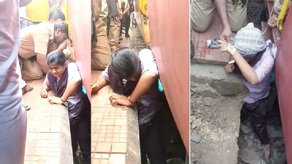 Girl stuck: ट्रेन-प्लेटफॉर्म के बीच फंसी लड़की, प्लेटफॉर्म तोड़कर निकाला बाहर Girl stuck: ट्रेन-प्लेटफॉर्म के बीच फंसी लड़की, प्लेटफॉर्म तोड़कर निकाला बाहर