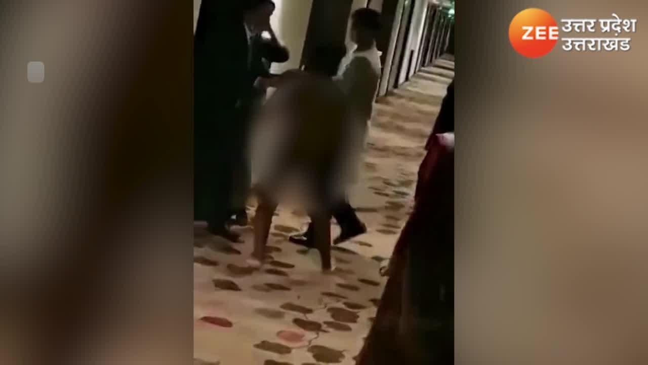 Naked foreign woman created ruckus in Jaipur hotel and Beat hotel staff video viral PRUP बगैर