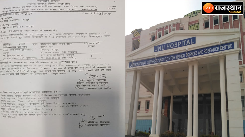 Jaipur news JNU Hospital grabed e ventilators of PM Care Fund plea of