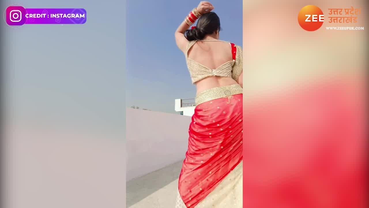 Indian Hot Bhabhi In Sexy Red Saree Doing Belly Dance Video Hua Tagda Viral Svup