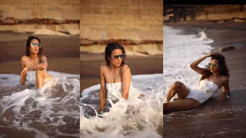 Nia Sharma Photoshoot: Nia Sharma hot beach photoshoot in white monokini goes viral on social media