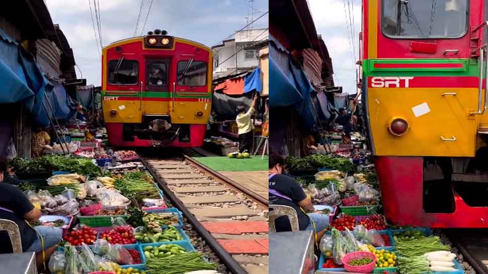 Viral Video:  रेलवे ट्रैक पर लगता है यह अनोखा बाजार, दुकानों के बीच से गुजरती है ट्रेन