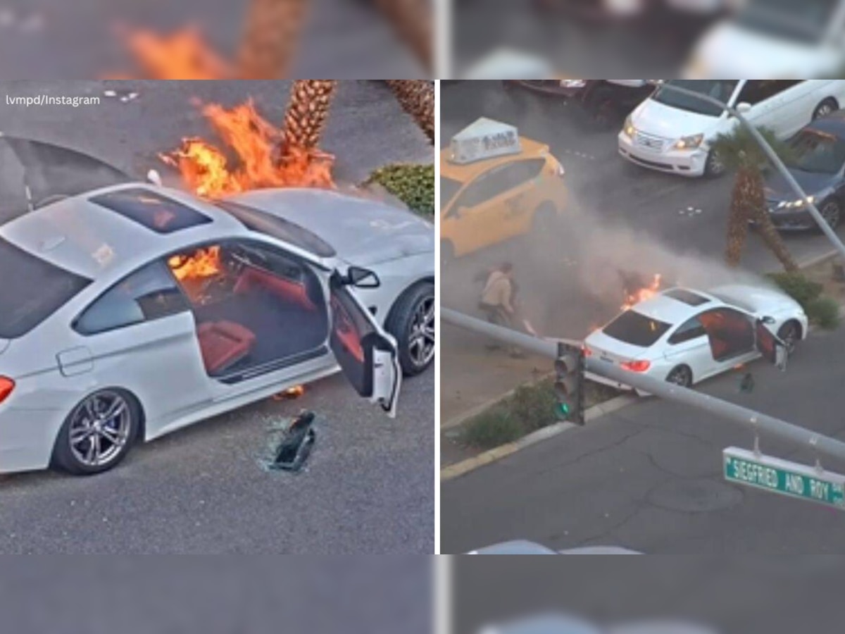 एक सेकेंड की हो जाती देरी तो गाड़ी में जिंदा जलकर खाक हो जाता शख्स, सामने आया पूरा VIDEO