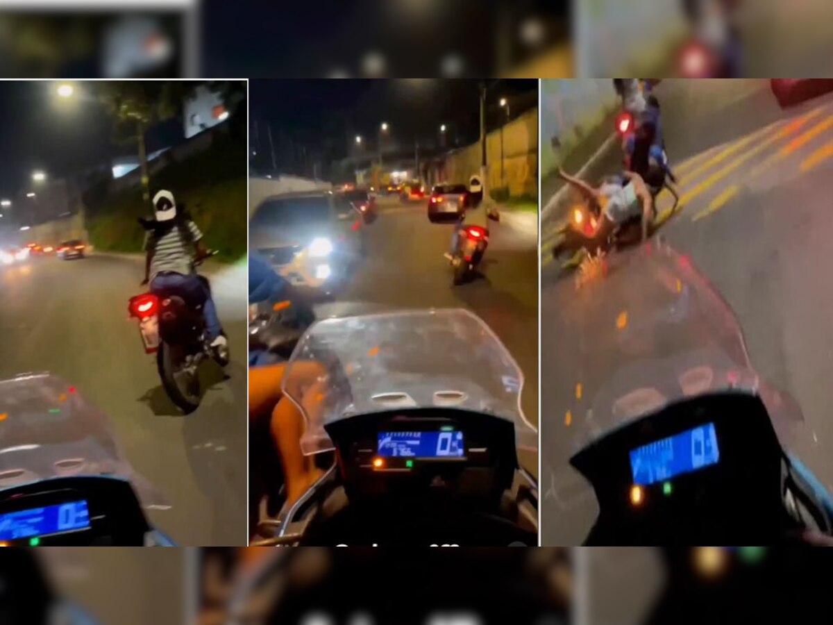 Video: बाइक पर गंदे तरीके से उड़ रही थी पापा की परी, बगल से जा रहे कपल को मार दी टक्कर