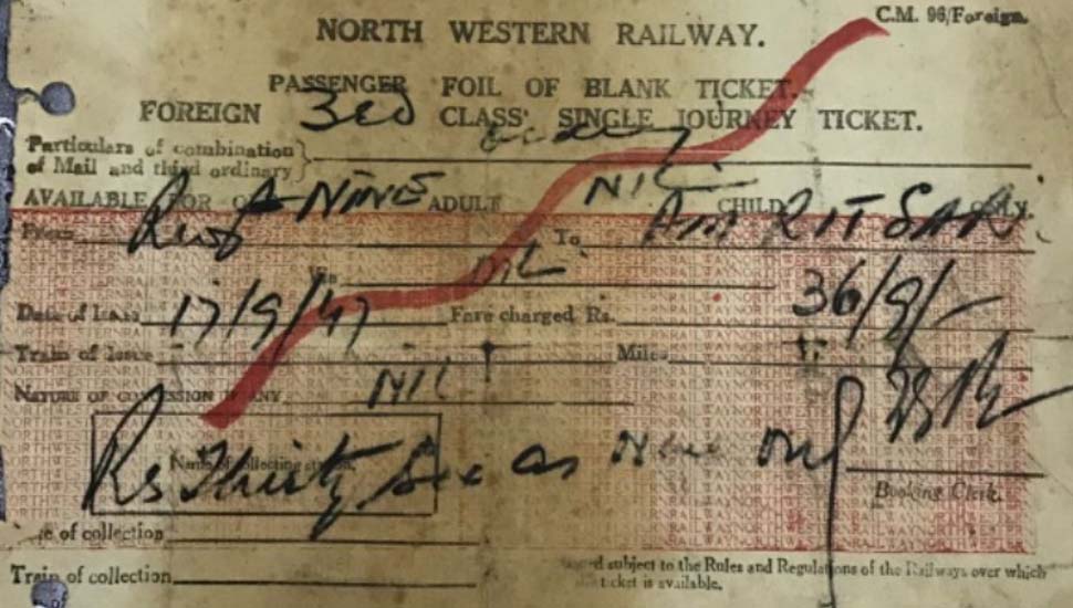 Indian Railway: ऐसा था 1947 में पाकिस्तान से भारत आने का ट्रेन टिकट, 4 रुपये था AC का किराया