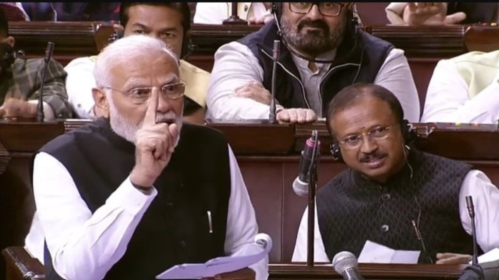 PM Modi Speech: नारेबाजी के बीच राज्यसभा में गरजे पीएम मोदी, सीना ठोककर देश के सामने कही ये बात 