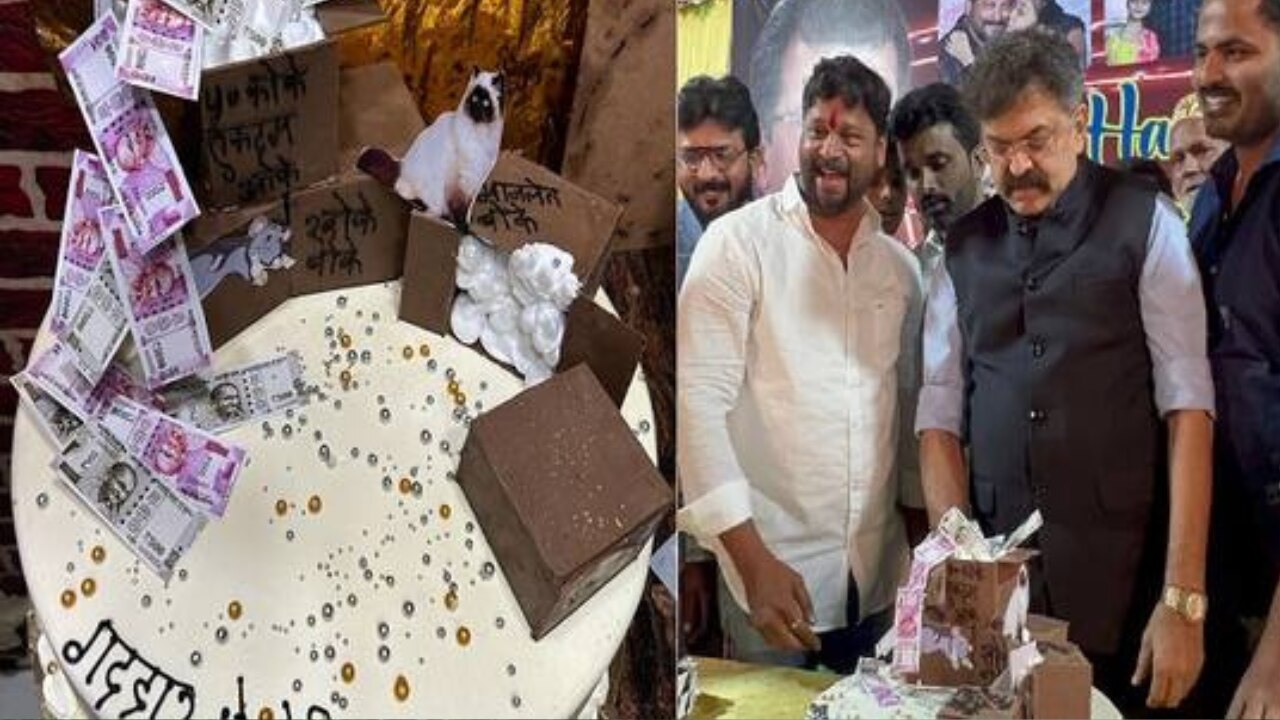 महाराष्ट्र सीएम एकनाथ शिंदे के बर्थडे पर एनसीपी ने &#039;खोखे&#039; जैसा केक काटकर कसा तंज