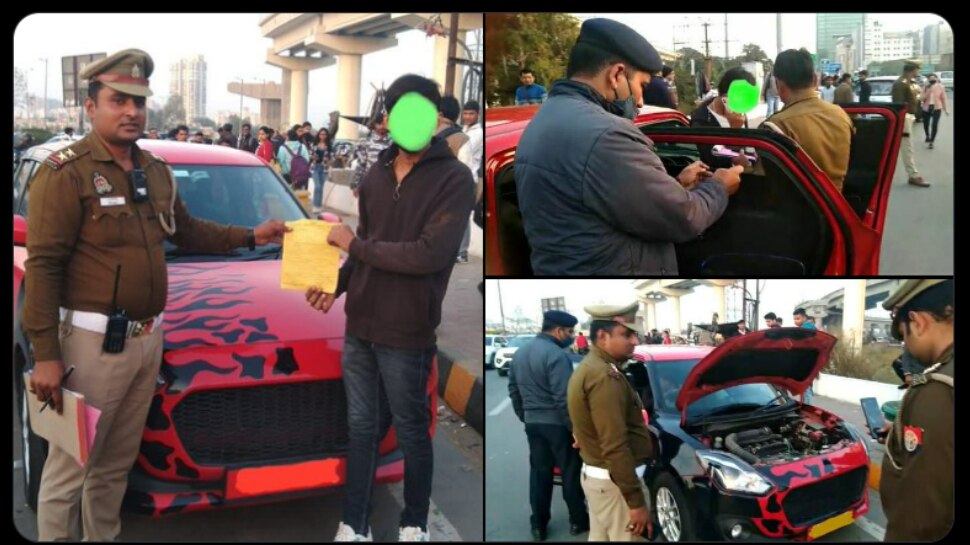Traffic Challan for Black Film Hooter and Car Number Plate Modification
