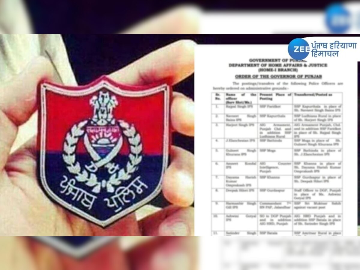 Punjab Police transfers 2023: ਪੰਜਾਬ ‘ਚ 10 IPS ਸਣੇ 13 ਪੁਲਿਸ ਅਧਿਕਾਰੀਆਂ ਦੇ ਤਬਾਦਲੇ